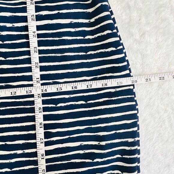 Banana Republic Womens Blue & Cream Striped Cap Sleeve Split Neck Blouson Dress - Picture 10 of 10